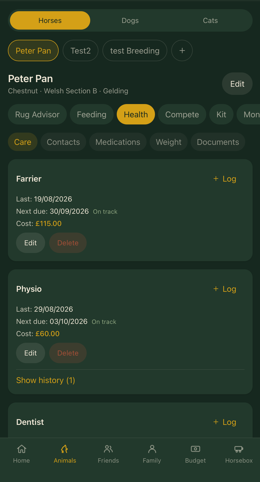 Care event tracking